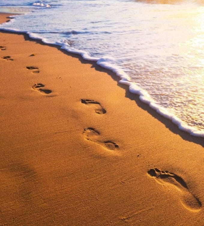 Fotobehang - Footsteps 225x250cm - Vliesbehang