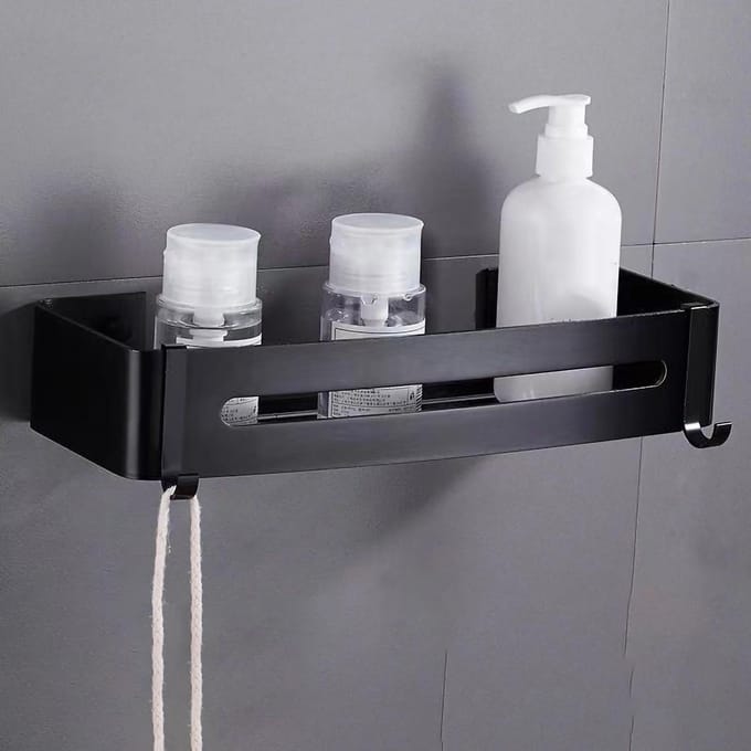 Étagère de Rangement de Douche Sans Perçage Alliage d'Aluminium Étagères de Rangement d'Angle de Salle de Bain pour la Maison Rectangulaire gray