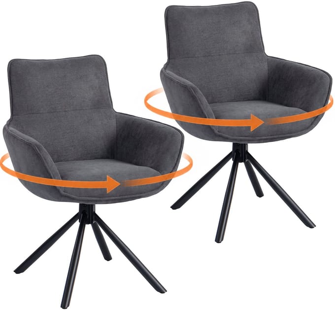HOMCOM Eetkamerstoel Polyester, Metaal 67L x 64B x 87H cm Donkergrijs