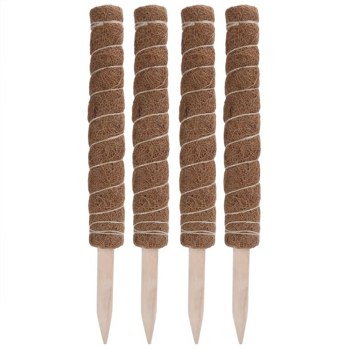 4 STKS 45CM Kokostotempaal Mosstok Plant Klimsteun voor Binnenplant Steun Verlenging brown