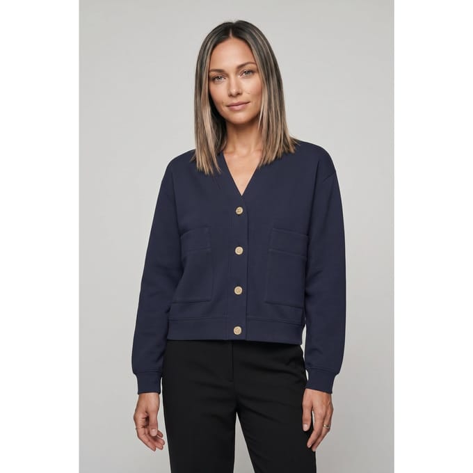 Karl Lagerfeld Elevated Sweat Cardgian Evening Blue Größe: L | Cardigans Outlet | Damen | Blau