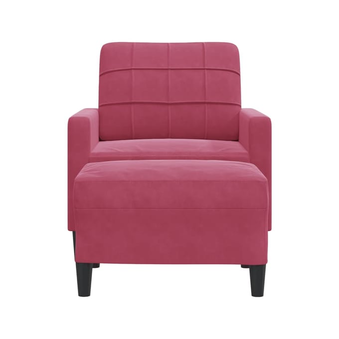 vidaXL - Fauteuil - met - voetenbank - 60 - cm - fluweel - wijnrood