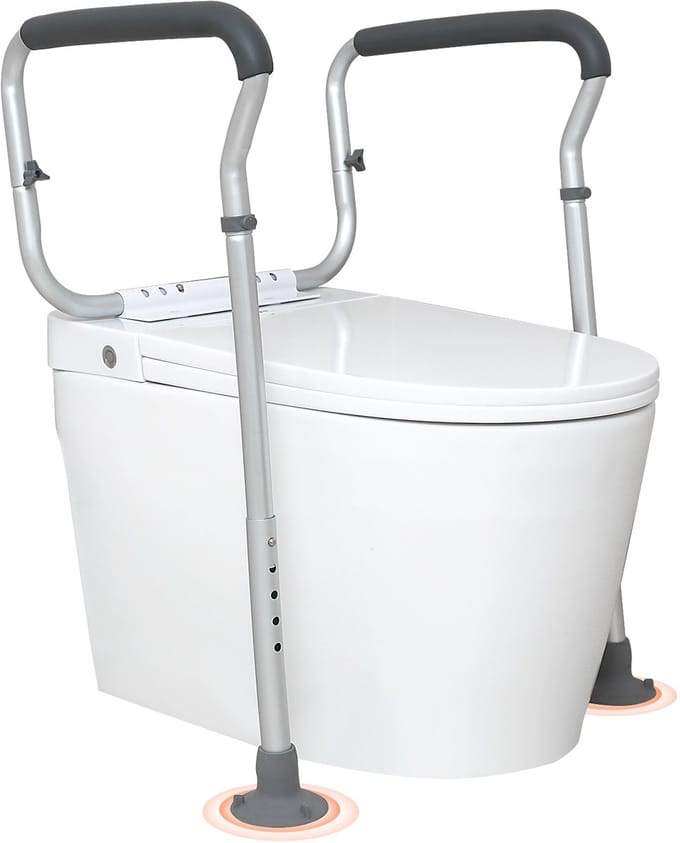 Toilet riser seat with armrest, adjustable height 45-55 cm / 67-77 cm, load capacity 136 kg