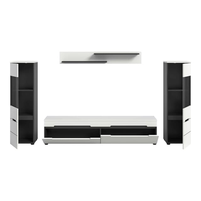 Canu woonkamercombinatie staand-hangend wit NB Basalt NB Abs. wit NB - 33x272x141cm