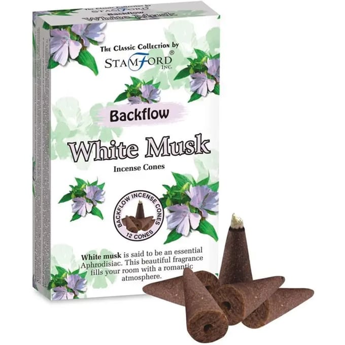 Backflow wierookkegels - witte musk 37432 Puckator Stamford
