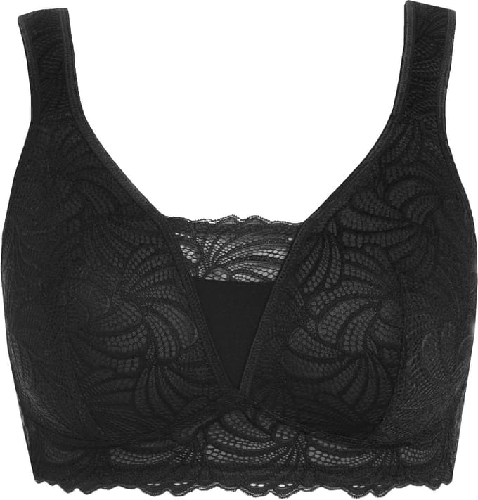 Ulla Popken - Dames - Bralette kant zonder beugel - Zwart - Maat 110F