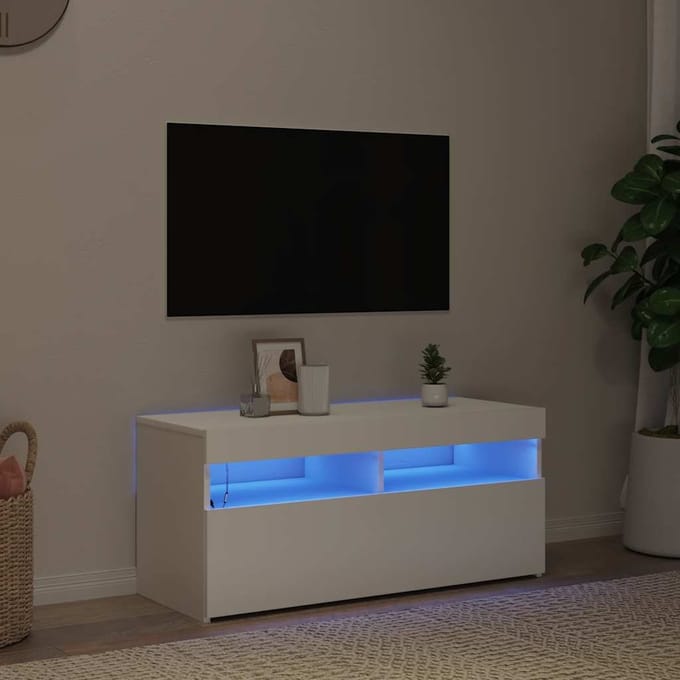 vidaXL - Tv-meubel - met - LED-verlichting - 90x35x40 - cm - wit