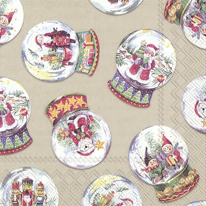 Lunch servetten Schneekugel linen - IHR - 33x33 cm