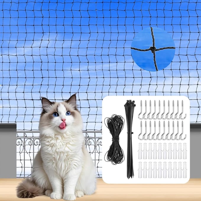 NBAP® Kattennet Balkon - Kattengaas - Zwart