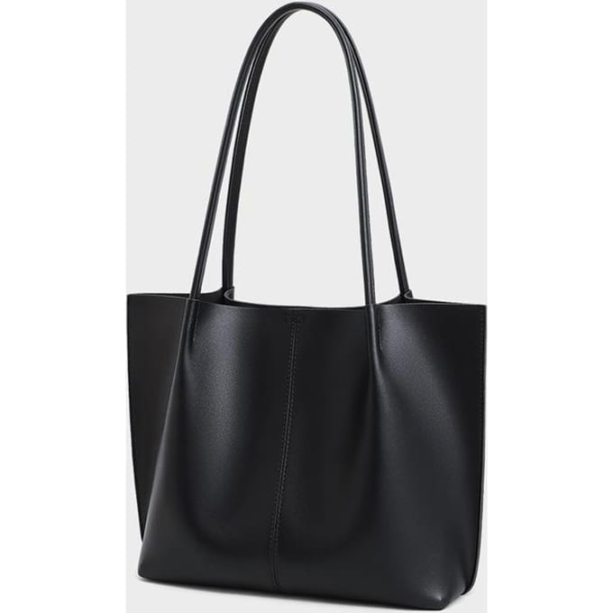 Stijlvolle Leren Dames Tas Schoudertas Alles-in-één Tote Bag zwart