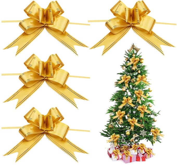 20 stuks, groot, kerststrik, strik, cadeau, voor geschenkverpakkingen, kerstdecoratie, bruiloft, auto (goud)