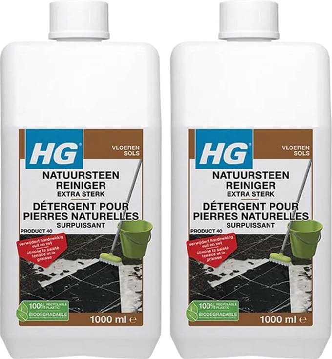 HG Natuursteenreiniger Extra Sterk 2-pack met KD spons