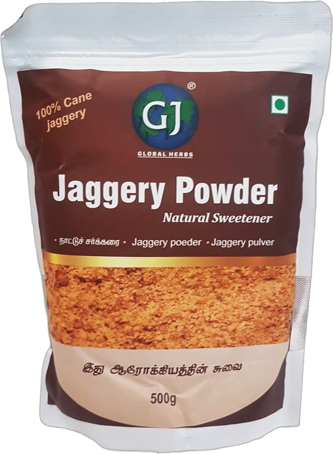 GJ Global Herbs - Suikerriet Jaggery Poeder - Rietsuiker - 3x 500 g