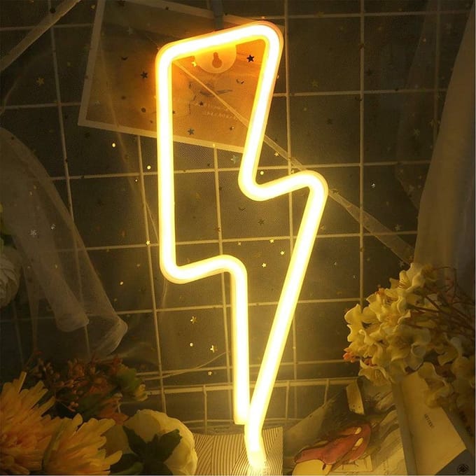 Neon led lamp Bliksem Geel