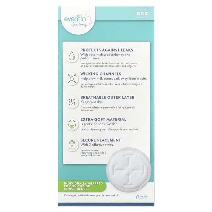 Evenflo Voeding, Geavanceerde Wegwerp Zoogcompressen, 60 Stuks white