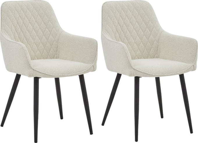 Colenis® - Beverly Eetkamerstoel - Set Van 2 - Wit - Bouclé