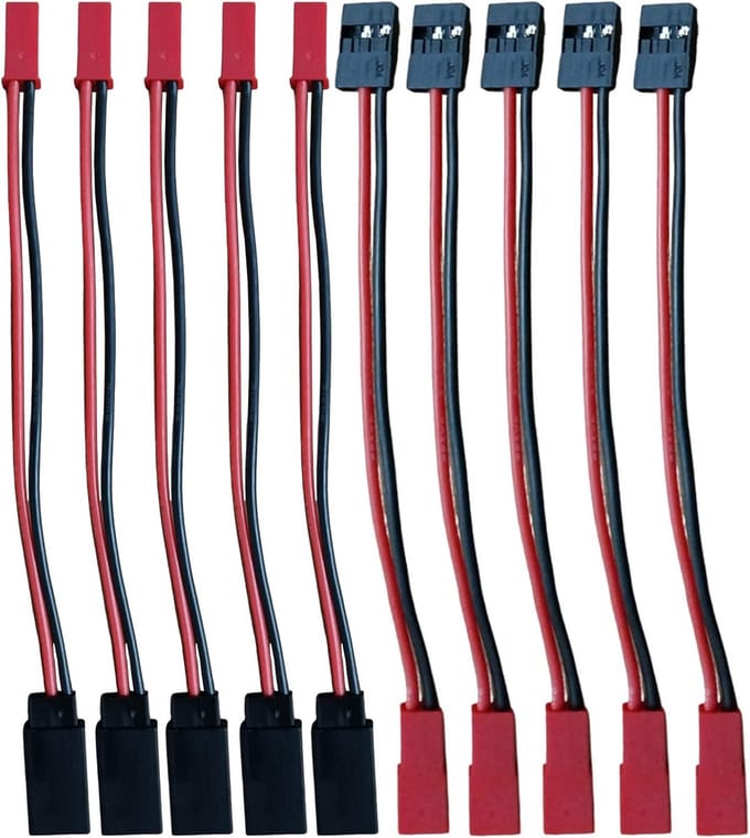 Set van 10 Servo Adapterkabels 2-pins JST naar JR 10 cm