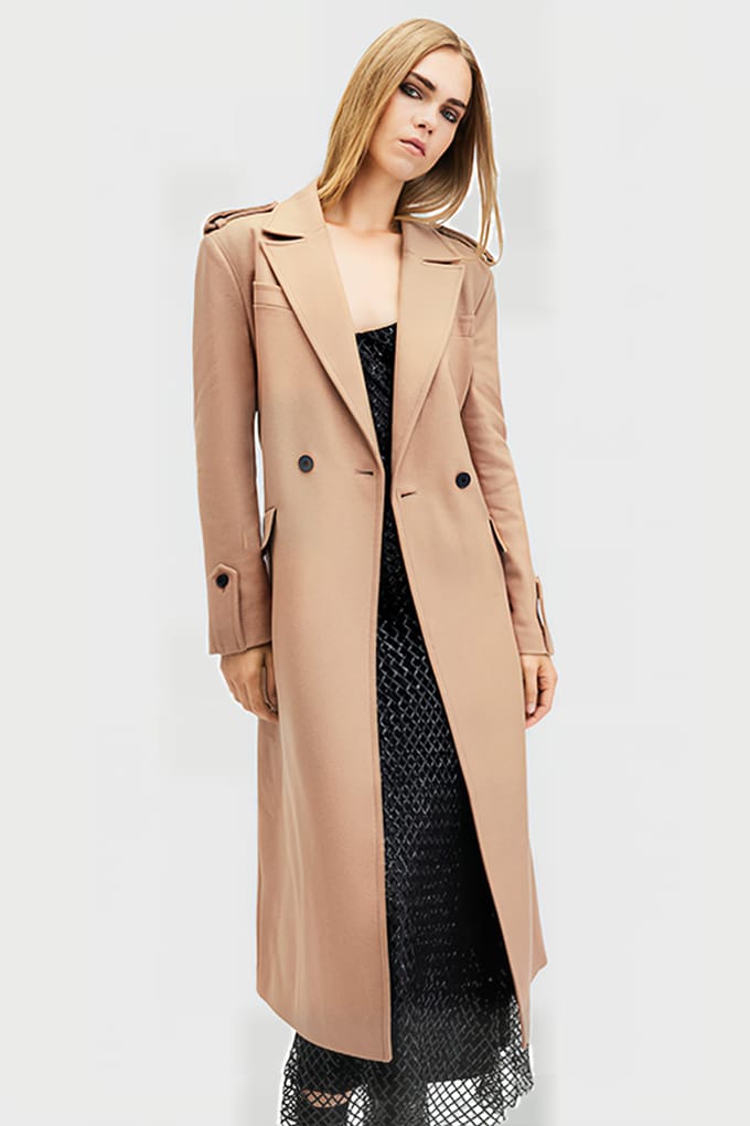 AllSaints Augusta Coat Camel Brown Maat: 6 | Trenchcoats Outlet | Dames | Bruin