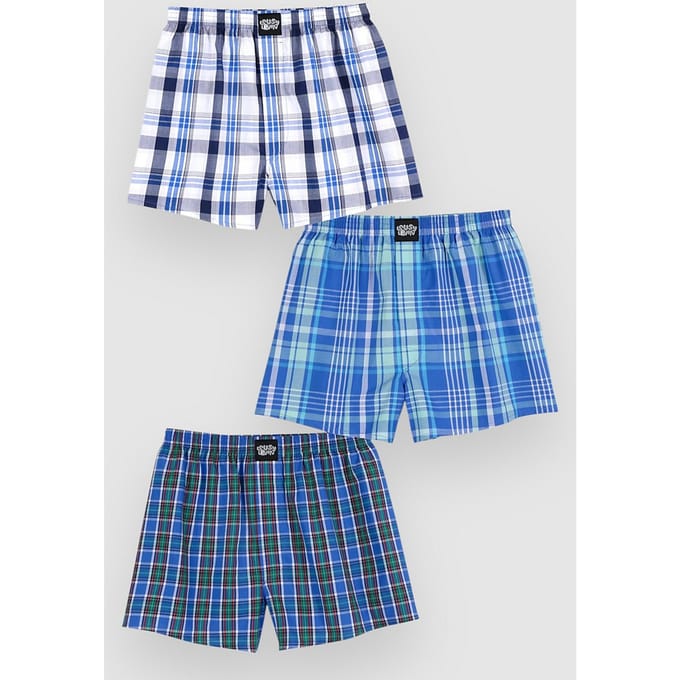 Lousy Livin Checkered 3Pack Boxershorts blauw