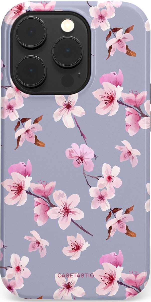 Casetastic hoesje geschikt voor Apple iPhone 14 Pro - MagSafe - Dubbellaagse bescherming - Bloemsem Bries - Fashion Case - Zilver Lichtroze Lila
