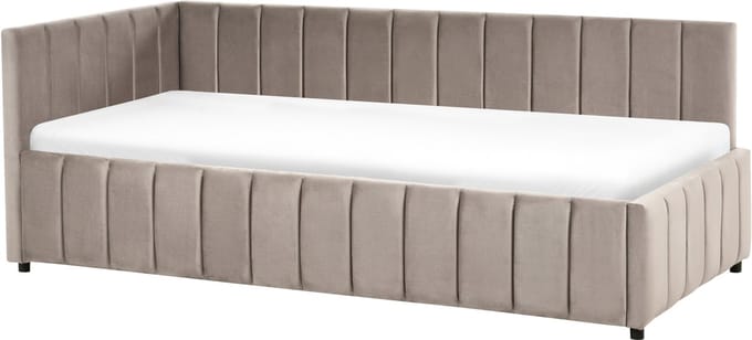 LISIEUX - Bedbank - Taupe - 90 x 200 cm - Fluweel