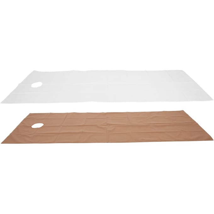2 stuks Wegwerplakens Ademend Waterdicht Polyester Massagebedovertrek voor Schoonheidssalon White + Dark Brown