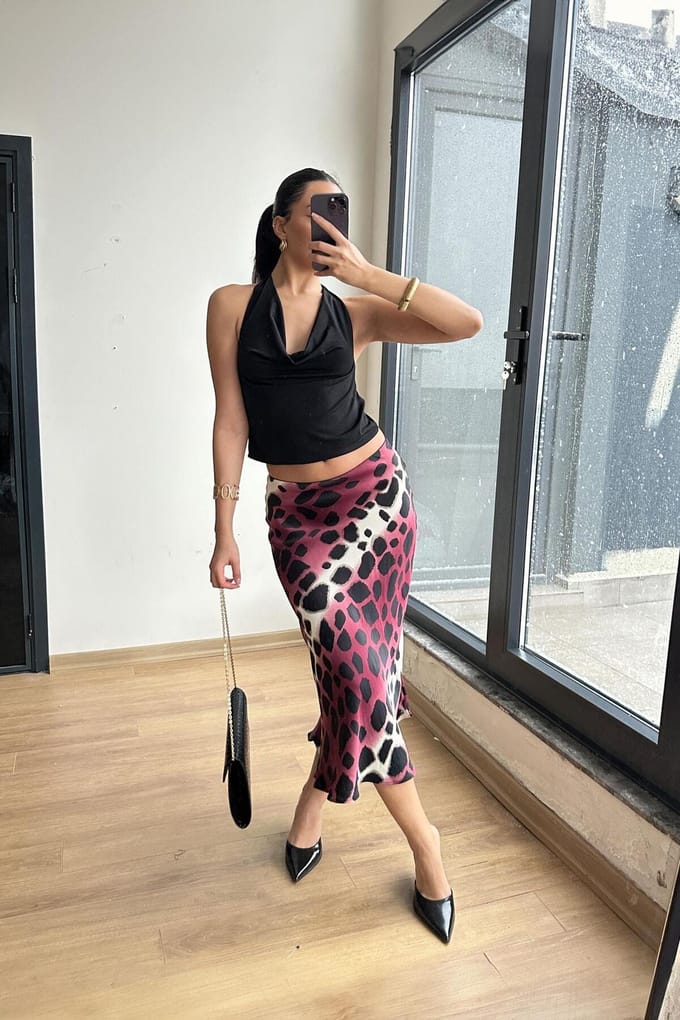 Leopard Midi Rok