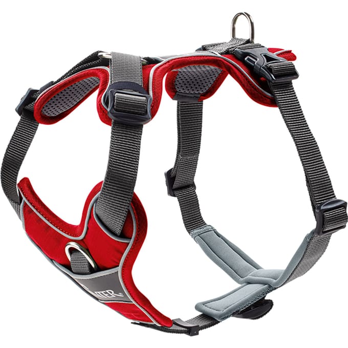 Hunter Harnas Divo Rood&Grijs - Hondentuig - L 72-100 Cm