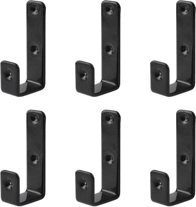 MOROBOR 6pcs PVC coated ladder hooks, black iron bunk ladder hooks, heavy duty hook brackets for decoration tools