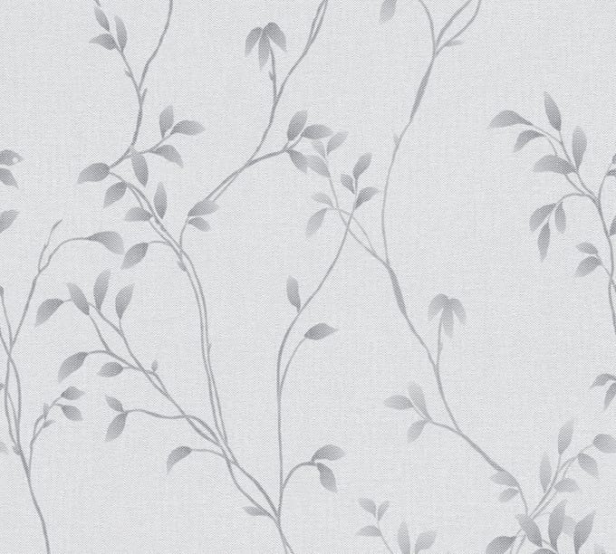 FIJNE BLAADJES BEHANG | Linnenlook - Grijs - A.S. Création Pure Elegance