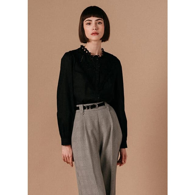 Zwarte broderie blouse Liege - Grace & Mila