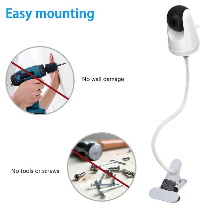 Babyfoon Clipbevestiging Compatibel met VAVA Babyfoonbevestiging voor peuters Flexibele draaibevestiging wit