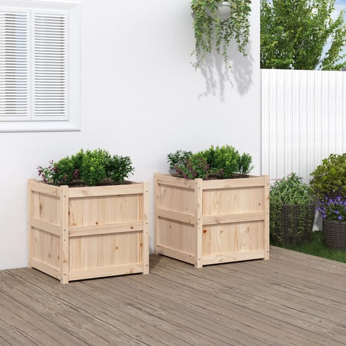 vidaXL - Plantenbakken - 2 - st - cm - massief - grenenhout
