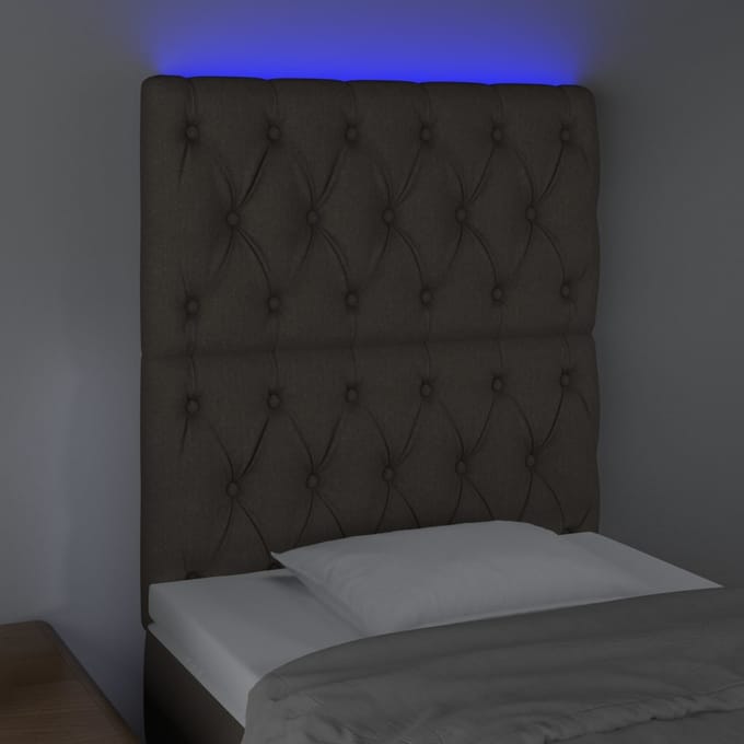 vidaXL - Hoofdbord - LED - 80x7x118/128 - cm - stof - taupe