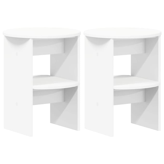 vidaXL - Bijzetkast - 2 - st - Wit - Ø40 - x - 50 - cm - Geconstrueerd - hout
