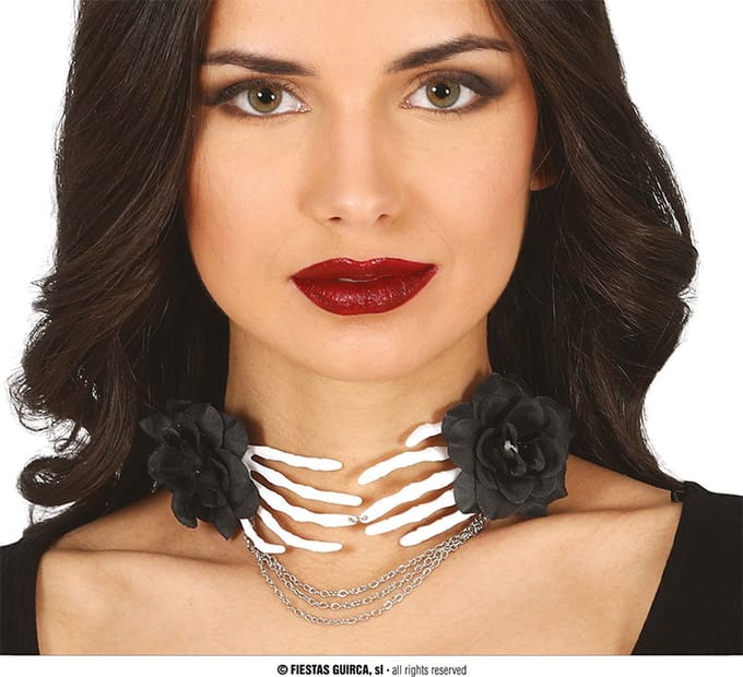 Fiestas Guirca - Choker skelet handen - Halloween - Halloween accessoires - Halloween verkleden