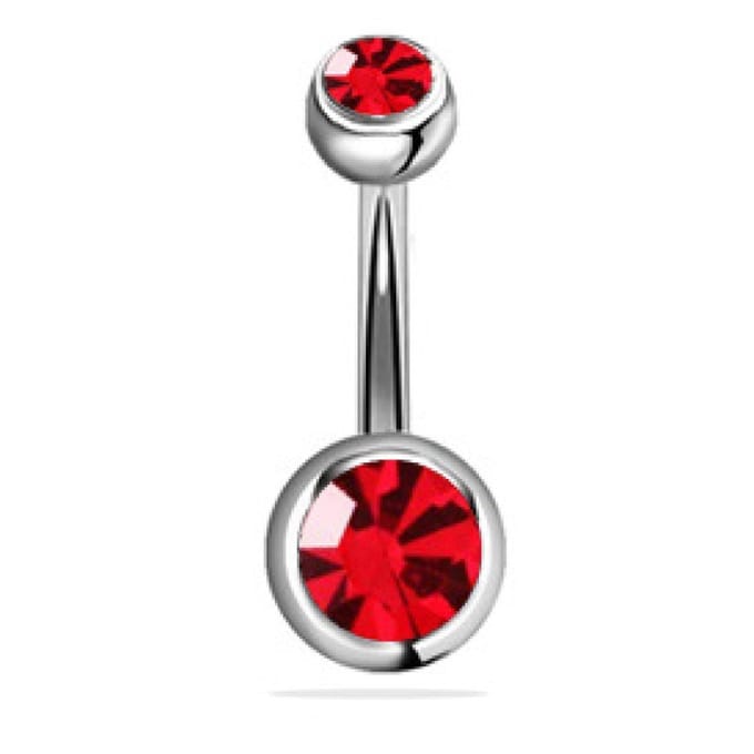 Navel Piercing - Zilver Met Steentjes