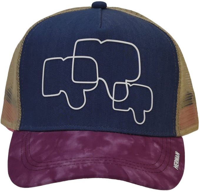 Casquette de baseball Herman multicolore avec maille, marbre visible et panneau frontal uni avec motif « unlike »