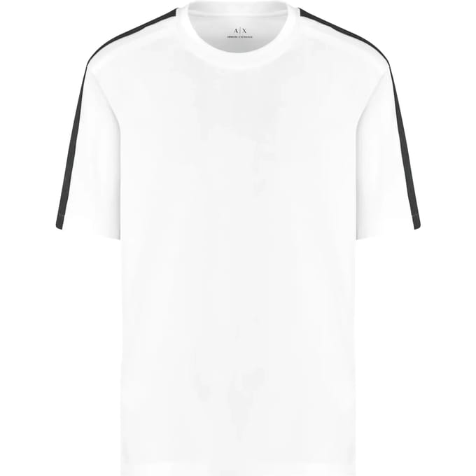 Short Sleeve TShirt with Shoulder Stripes - White T-Shirts
