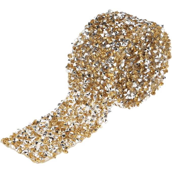 Rouleau de ruban en maille diamantée avec strass scintillants pour décoration de mariage (Crystal Yellow) brown