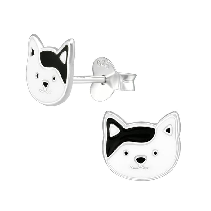 Princess Oorbellen Hondje - 925 Zilver E-Coating - Dier - 7x8mm
