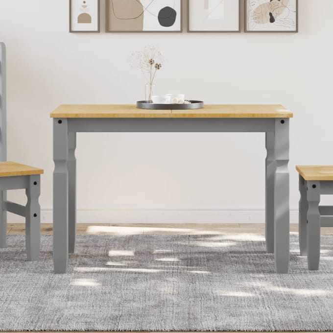 vidaXL - Eettafel - Corona - 112x60x75 - cm - massief - grenenhout - grijs