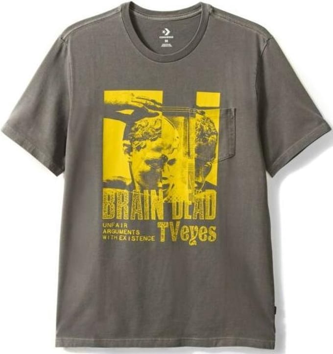 Converse X Brain Dead TV Eyes Grafisch Tshirt - Grijs - Maat L