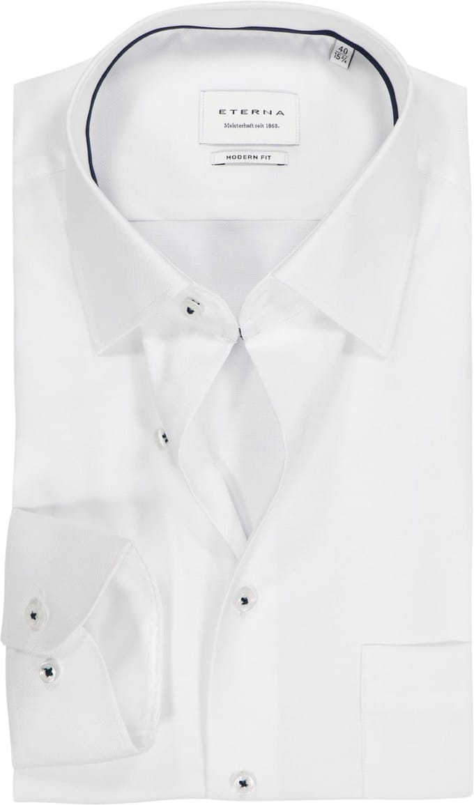 ETERNA modern fit overhemd - natte - wit - Strijkvrij - Boordmaat: 40 (EU maat: M)