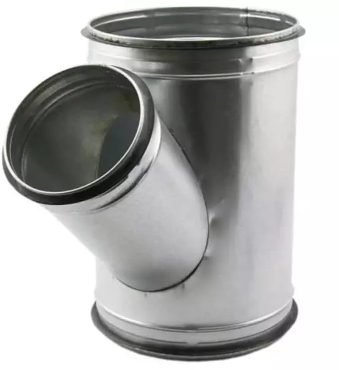 T-stuk Ã˜ 100mm - Ã˜ 80mm voor spirobuis (45Â°)