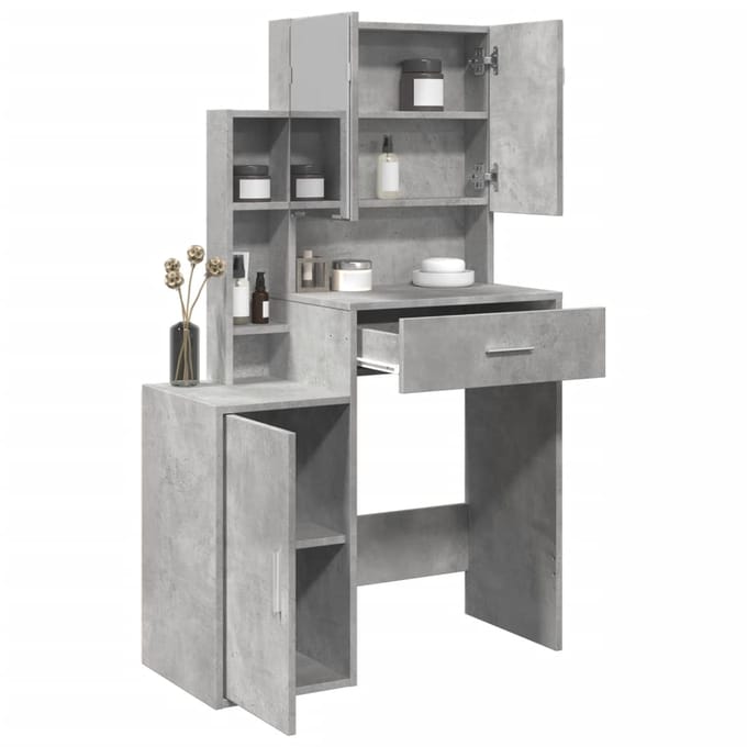 vidaXL - Kaptafel - met - kastje - 80x35x132 - cm - betongrijs