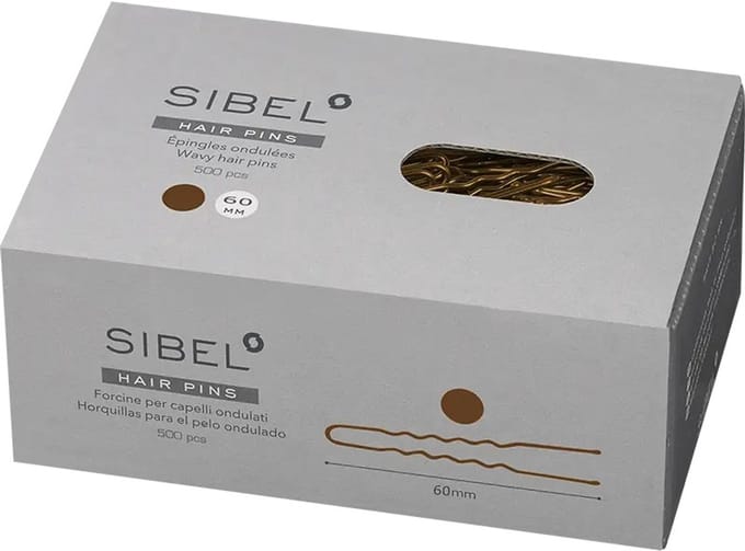 Sibel Golvende Haarspelden 60mm Box 500 Stuks Bruin