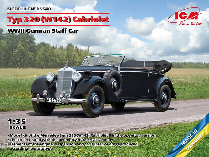 ICM Modelbouwpakket Auto - 35540 Mercedes-Benz Typ 320 (W142) Cabriolet - WWII German Staff Car Plastic - 1:35 - Modelbouw