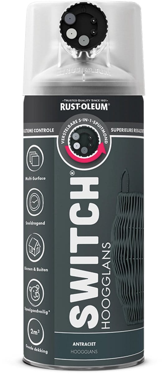 Rust-Oleum Switch Spuitbus Verf Hoogglans 400ml - Antraciet