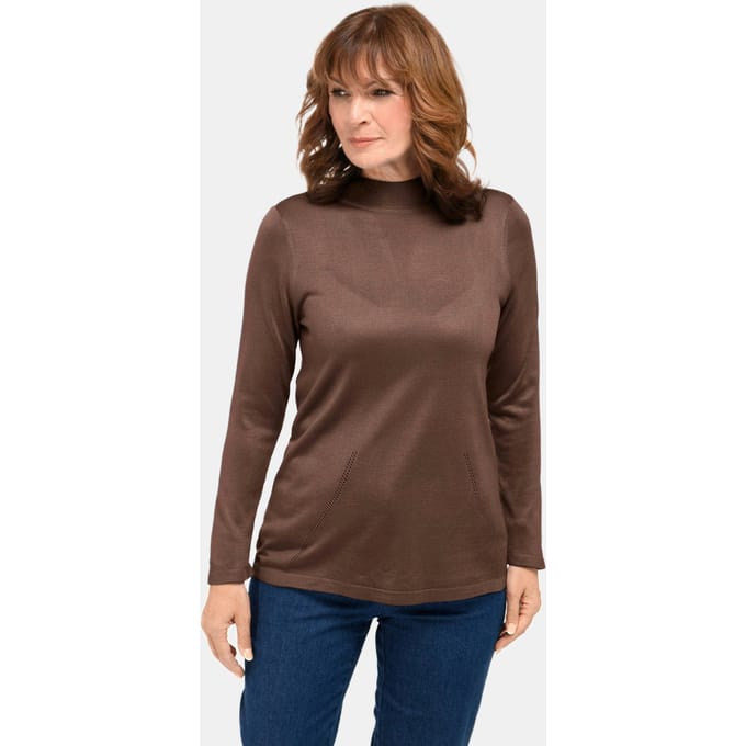 Pullover met opstaande kraag - taupe - Gr. 54 van Goldner Fashion